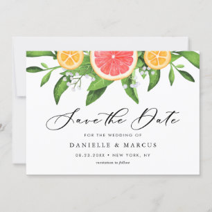 Wasserfarbene Grapefruits und Orangen Sommerhochze Save The Date