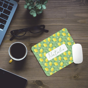 Wasserfarbene grüne Zitrusmuster-Namensmauspad Mousepad