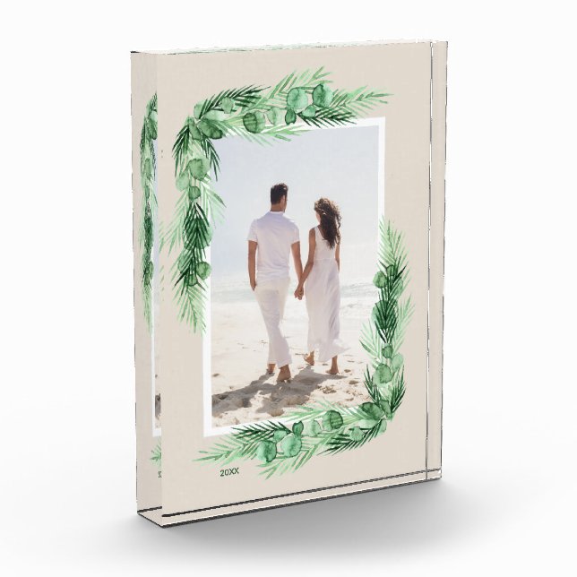 Wasserfarbene Grünflächen Grenze Fotoblock (Links)