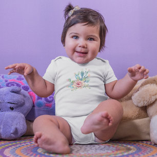 Wasserfarbene Hand Gezeichnet exotischer Kakteen m Baby Strampler