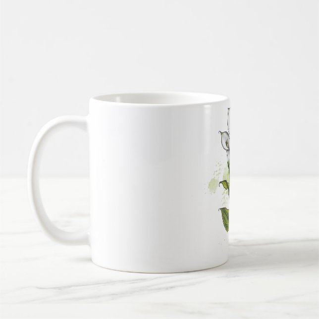 Wasserfarbene handbemalte Calla Lily-Blume Kaffeetasse (Links)