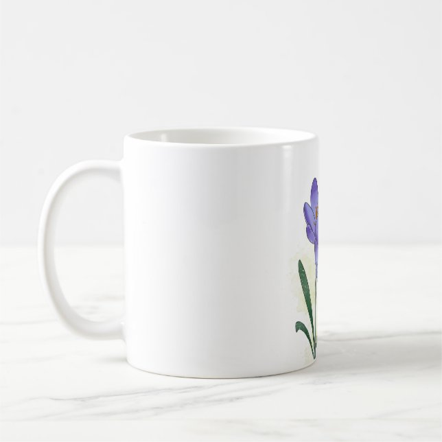 Wasserfarbene handbemalte Crocus-Blume Kaffeetasse (Links)