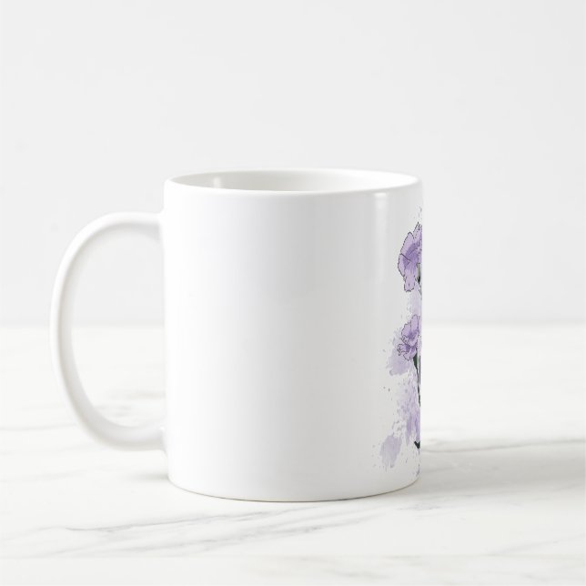 Wasserfarbene handbemalte Lila Blume Kaffeetasse (Links)