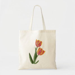 Wasserfarbene handbemalte Tulip-Blume Tragetasche