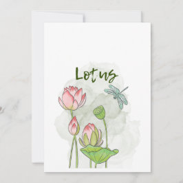 Wasserfarbene, handgestrichene Lotus Blooming Einladung