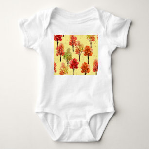 Wasserfarbene Herbstbäume: Nahtlose Illustration Baby Strampler