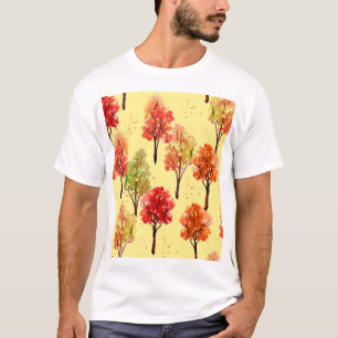 Wasserfarbene Herbstbäume: Nahtlose Illustration T-Shirt