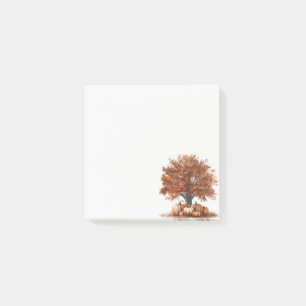 Wasserfarbene Herbstbaume und Pumpkins Post-it Klebezettel