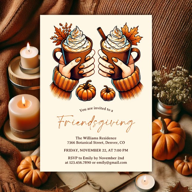 Wasserfarbene Herbstfarben Pumpkin Gewürzfreude Einladung (Watercolor Fall Colors Pumpkin Spice Friendsgiving Invitation)