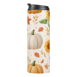 Wasserfarbene Herbstpumpen und Sonnenblumenmuster Thermosbecher