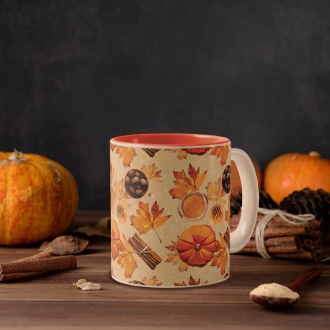 Wasserfarbene Herbstzauber - Vintage Düfte Zweifarbige Tasse (Von Creator hochgeladen)
