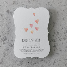 Wasserfarbene Herzen Girl Baby Sprinkle Einladung