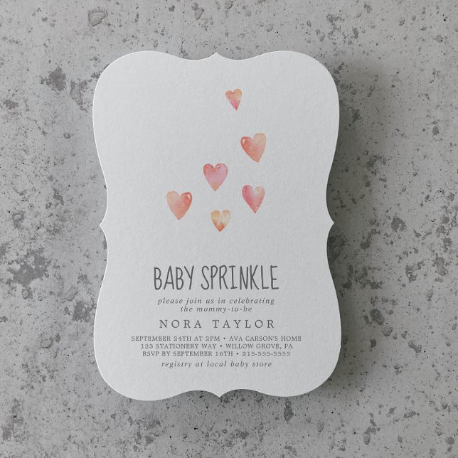 Wasserfarbene Herzen Girl Baby Sprinkle Einladung (Von Creator hochgeladen)