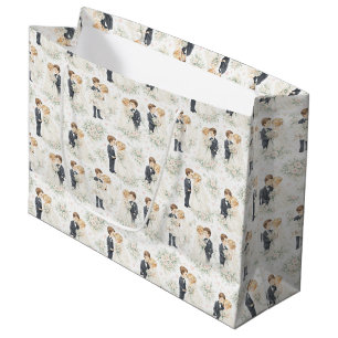 Wasserfarbene Hochzeit Blonde Braut Bräutigam Flor Große Geschenktüte