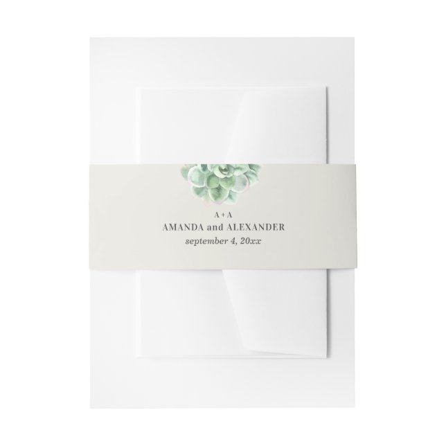 Wasserfarbene Hochzeit. Blumenkaktus Einladungsbanderole (Vorderseite Beispiel)