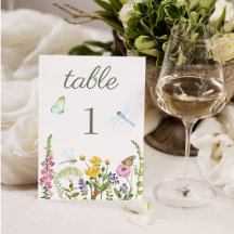 Wasserfarbene Hochzeit mit Wildblumen Schmetterlin