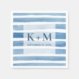 Wasserfarbene Hochzeit. Monogramm Serviette