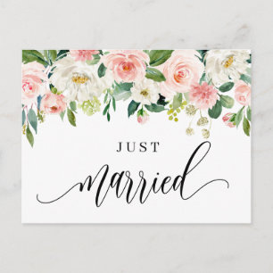 Wasserfarbene Hübsche Frühlingsblumen Nur verheira Ankündigungspostkarte