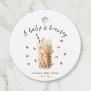Wasserfarbene Kaffeepause Babydusche Geschenkanhänger