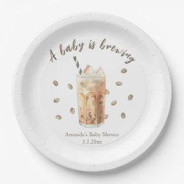 Wasserfarbene Kaffeepause Babydusche Pappteller