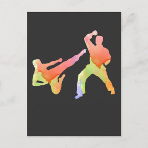Wasserfarbene Kampfkünste Karate Artist Postkarte