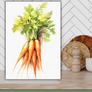 Wasserfarbene Karotten Veggie Kunst, Dichtung und Leinwanddruck