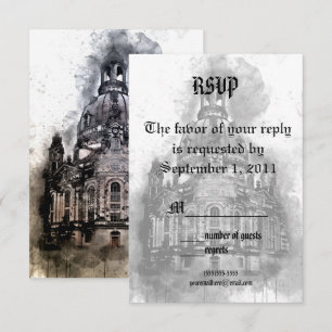 Wasserfarbene Kathedrale RSVP-Karte Einladung