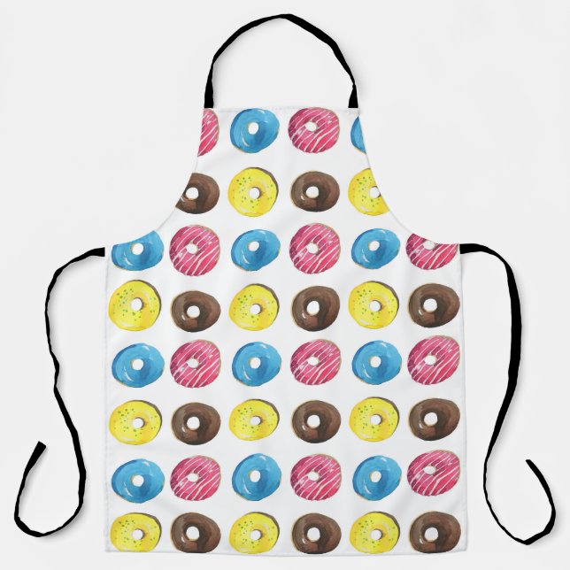 Wasserfarbene kleine Donuts, nahtloses Muster. Schürze (Vorderseite)