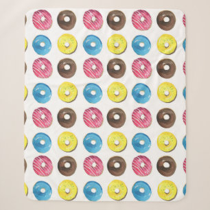 Wasserfarbene kleine Donuts, nahtloses Muster. Sherpadecke