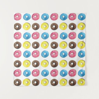 Wasserfarbene kleine Donuts, nahtloses Muster. Wandteppich