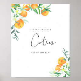 Wasserfarbene kleine Orangen, raten Sie, wie viele Poster