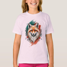 Wasserfarbene Kunst - Elegante Mystic Fox T - Shir