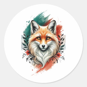 Wasserfarbene Kunst - Eleganter Mystic Fox Sticker