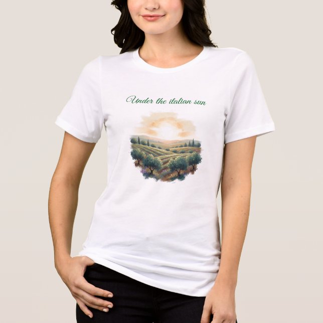 Wasserfarbene Landschaft Toskana Italien Oliver Tr Tri-Blend Shirt (Vorderseite)