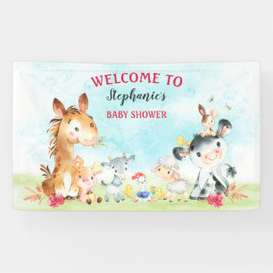 Wasserfarbene Landtiere Girl Babydusche Banner