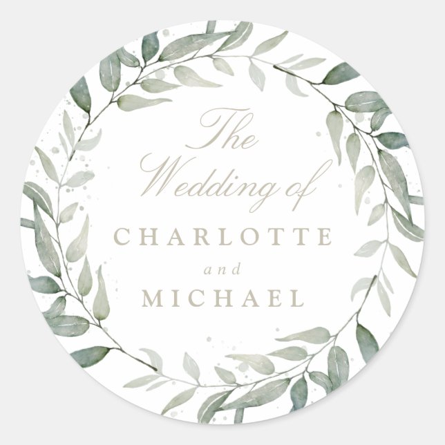 Wasserfarbene Laubwälder Blätter Kranz Runder Aufkleber (Vorderseite)