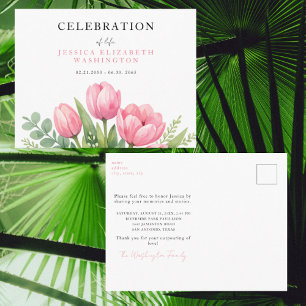 Wasserfarbene Lebensfeier Rosa Tulpen Postkarte