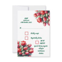 Wasserfarbene leuchtend rote Tulpenstrauß-RSVP