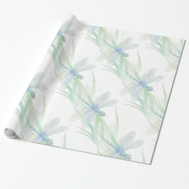 Wasserfarbene Libelle in Soft Blues & Green Art Geschenkpapier