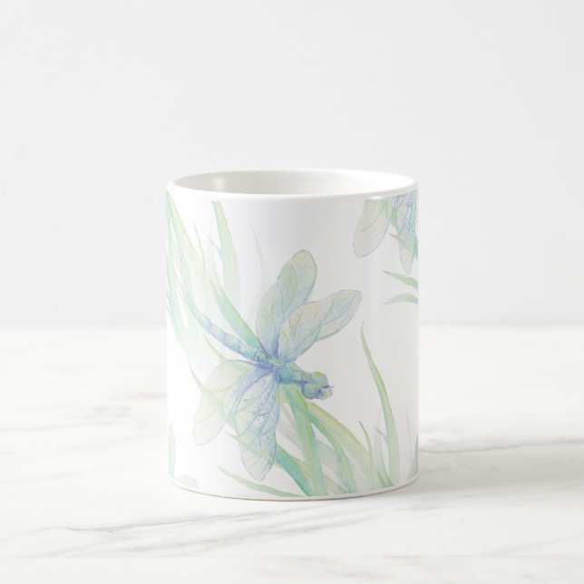 Wasserfarbene Libelle in Soft Blues & Green Art Tasse (Mittel)