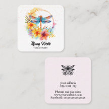 Wasserfarbene Libelle und Blume