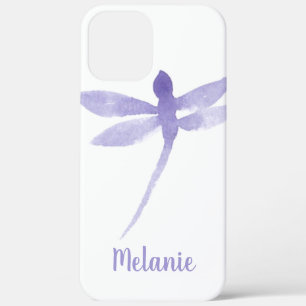 Wasserfarbene Libellen Lila Mit Monogramm Name Case-Mate iPhone Hülle