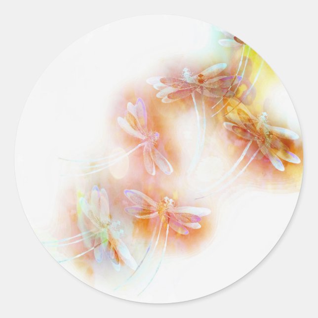 Wasserfarbene Libellen Runder Aufkleber (Vorderseite)