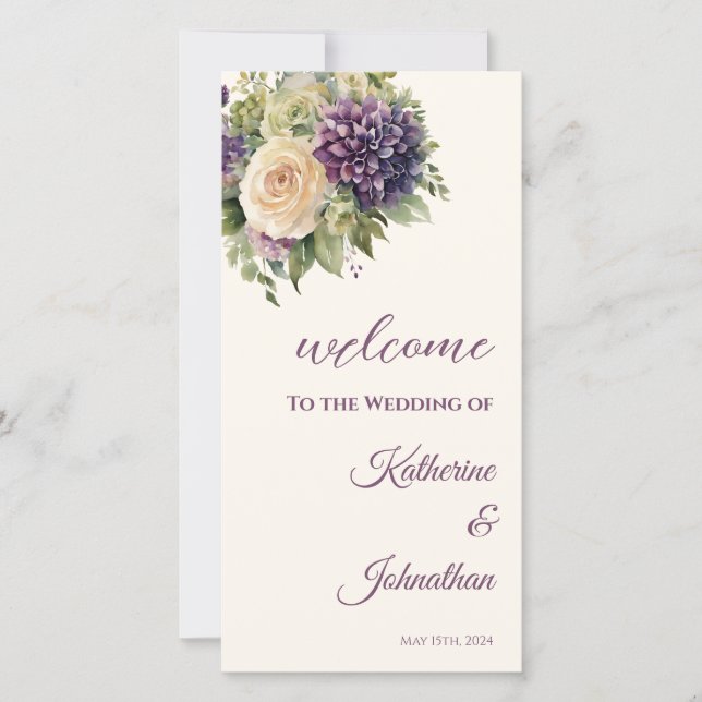 Wasserfarbene Lila Blume Bouquet-Wedding - (Vorderseite)