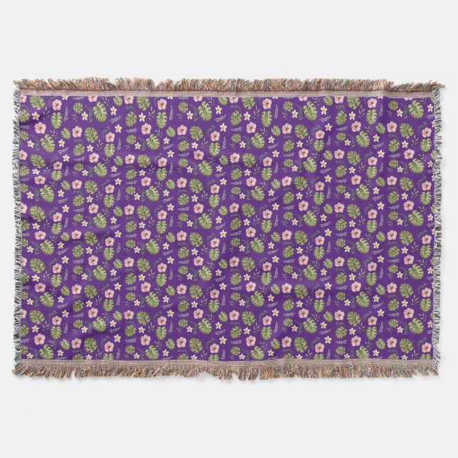 Wasserfarbene lila, elegante Wurfdecke Decke (Vorderseite)