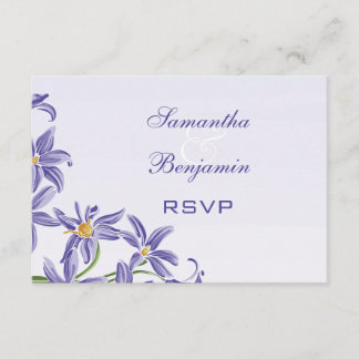 Wasserfarbene Lila Frühlingsblumen Hochzeitsszenar RSVP Karte