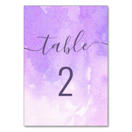 Wasserfarbene lila Hochzeit. Lilac simple script Tischnummer