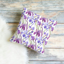 Wasserfarbene lila Iris Blumen Wurfkissen