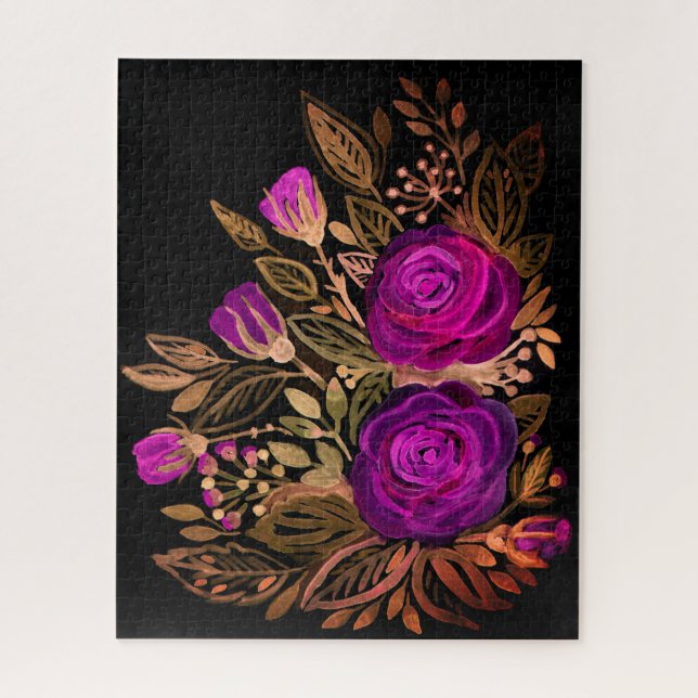 Wasserfarbene Lila Rose Jigsaw Puzzle (Vertikal)