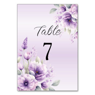 Wasserfarbene Lila Tischnummer